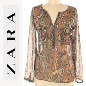Zara Trafaluc Snake Print Blouse M EUC